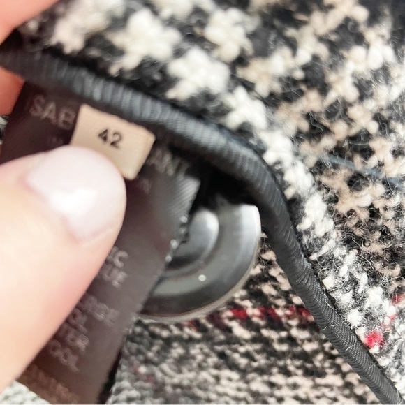 Isabel Marant Etoile Ebra Double Breasted Plaid Coat Black Red FR 42 Extra Large - Picture 6 of 9